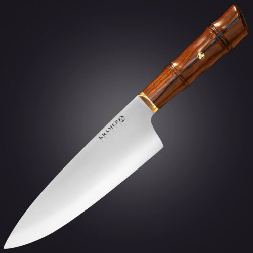 Shokunin 8" chef's knife bamboo handle - left view