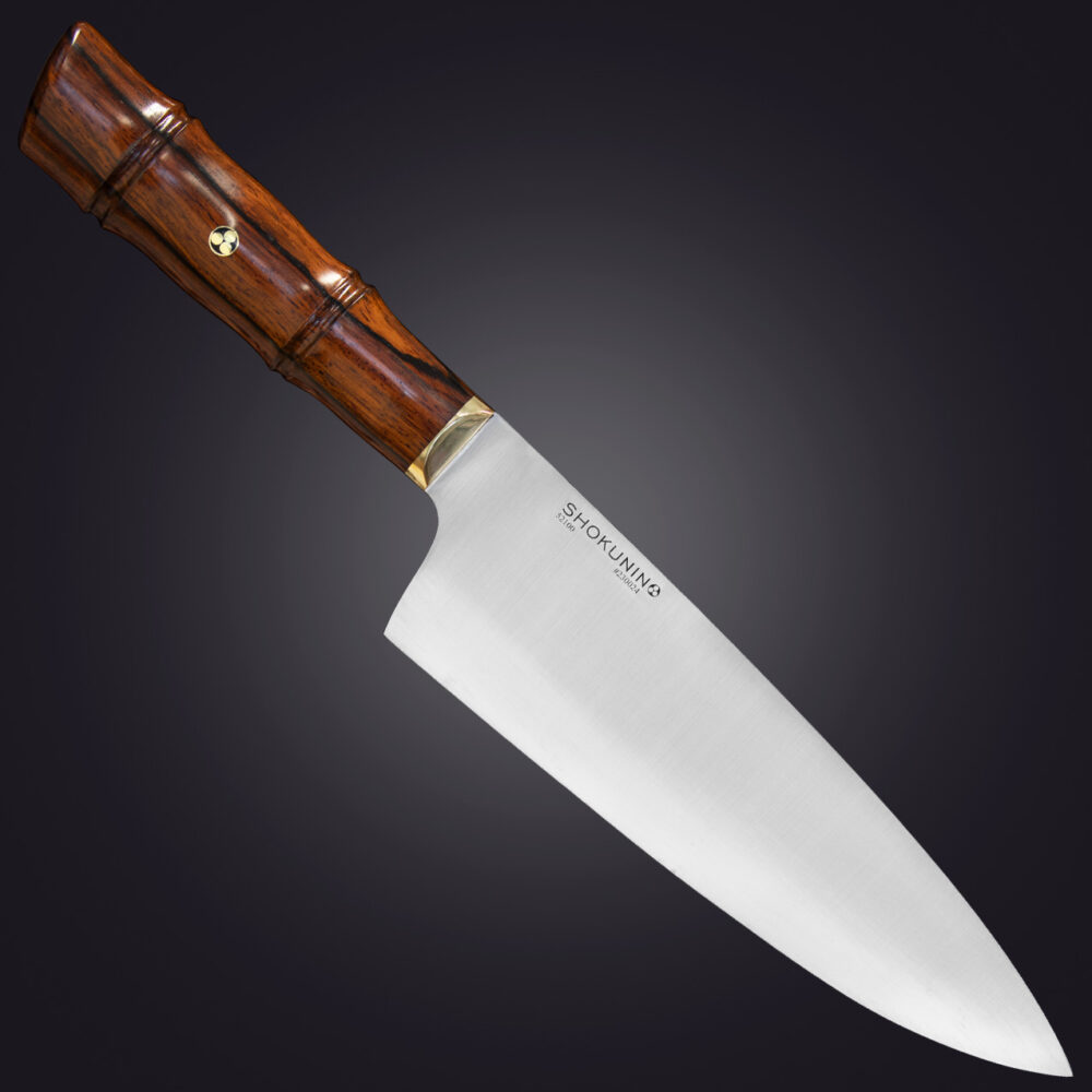 Shokunin 8" chef's knife bamboo handle - right view