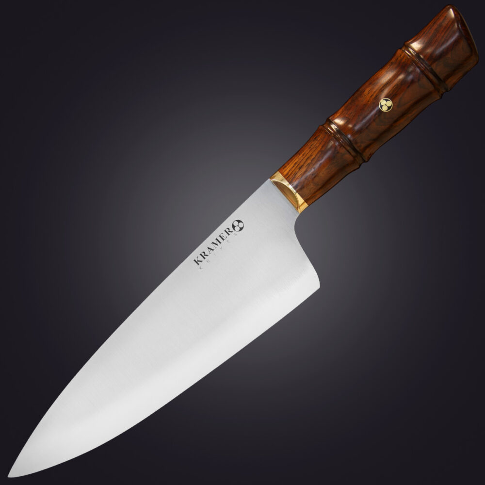Shokunin 8" chef's knife bamboo handle - left view