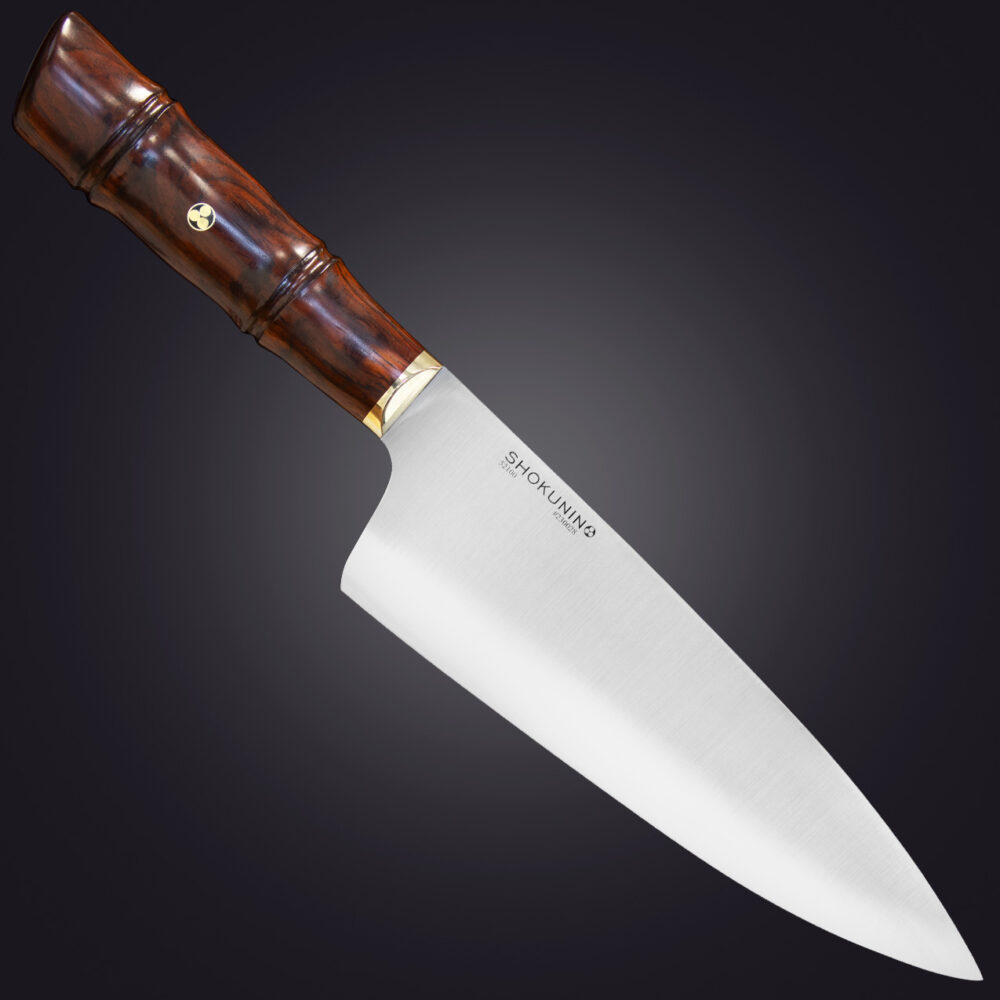 Shokunin 8" chef's knife bamboo handle - right view