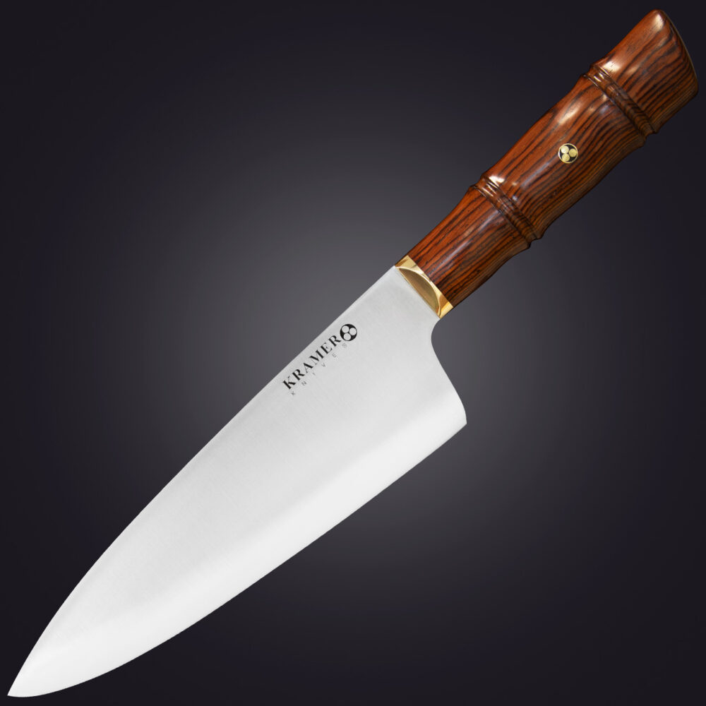 Shokunin 8" chef's knife bamboo handle - left view