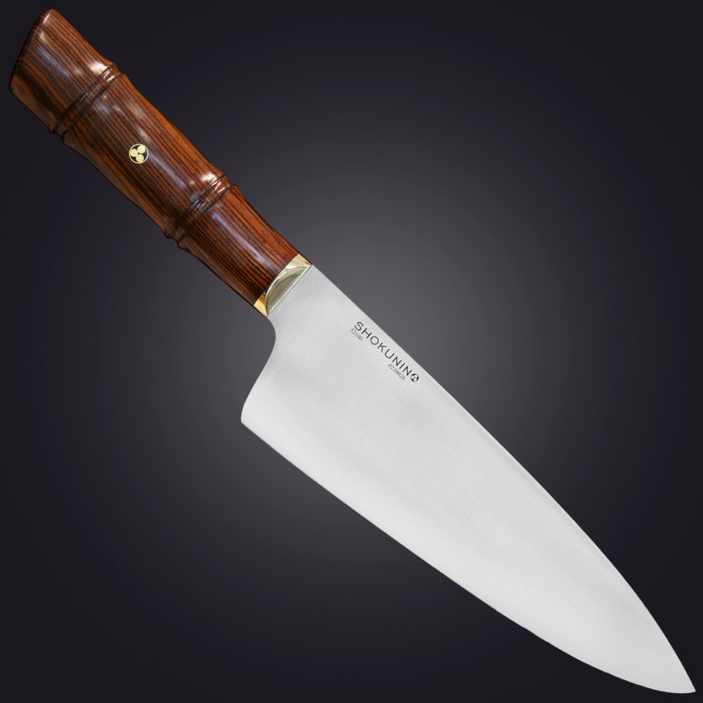Shokunin 8" chef's knife bamboo handle - right view