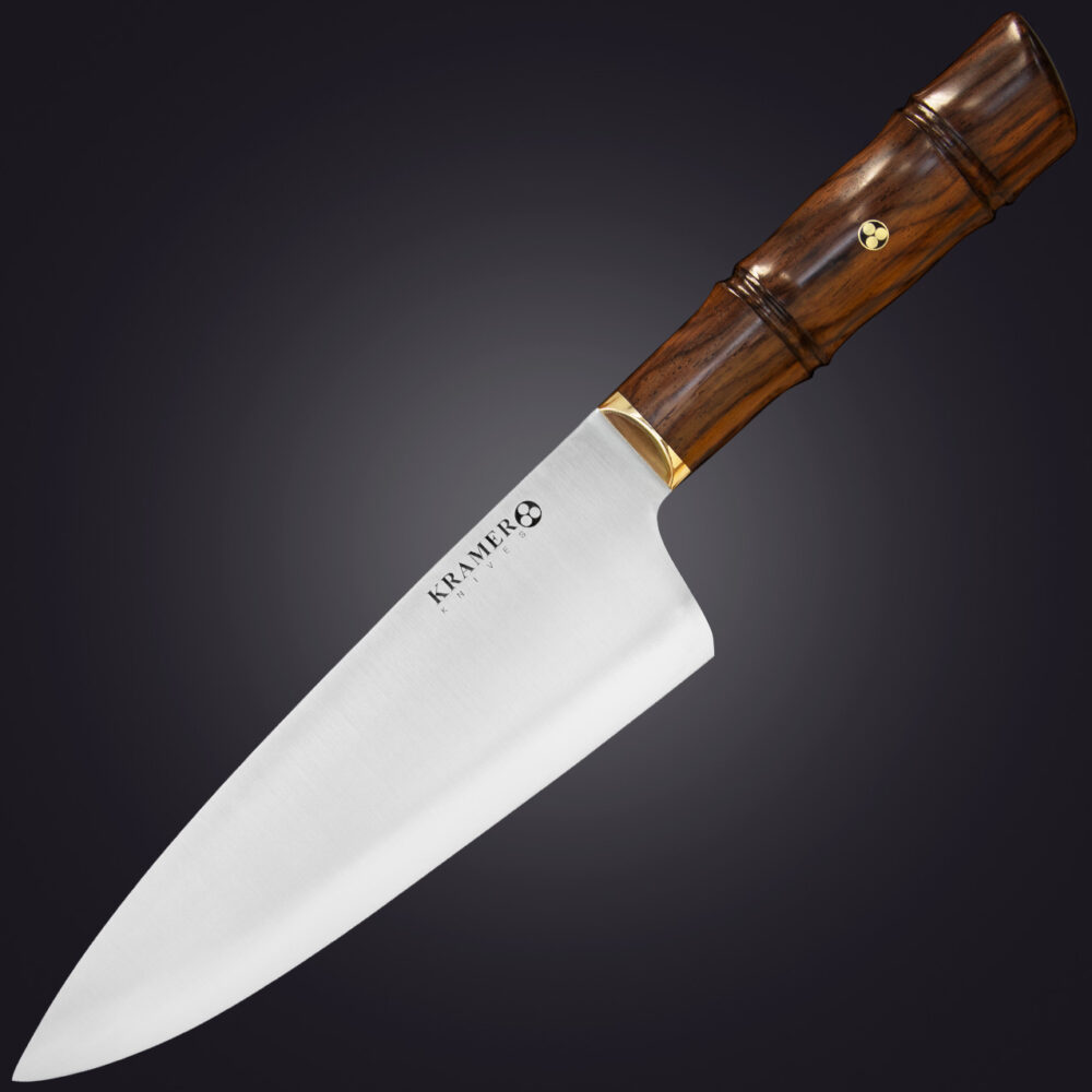 Shokunin 8" chef's knife bamboo handle - left view