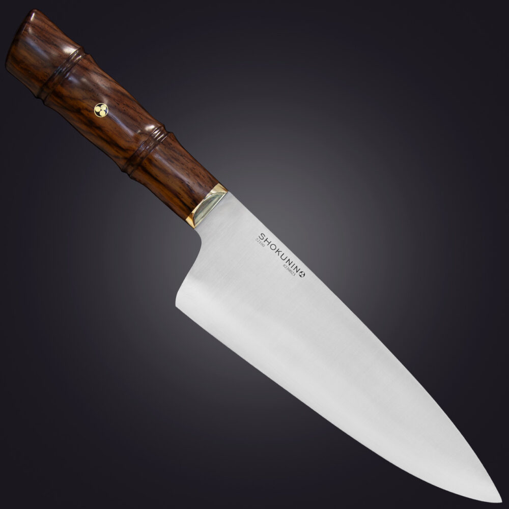 Shokunin 8" chef's knife bamboo handle - right view