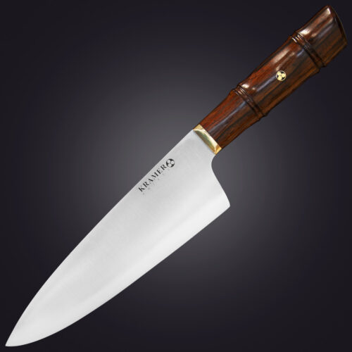 Shokunin 8" chef's knife bamboo handle - left view