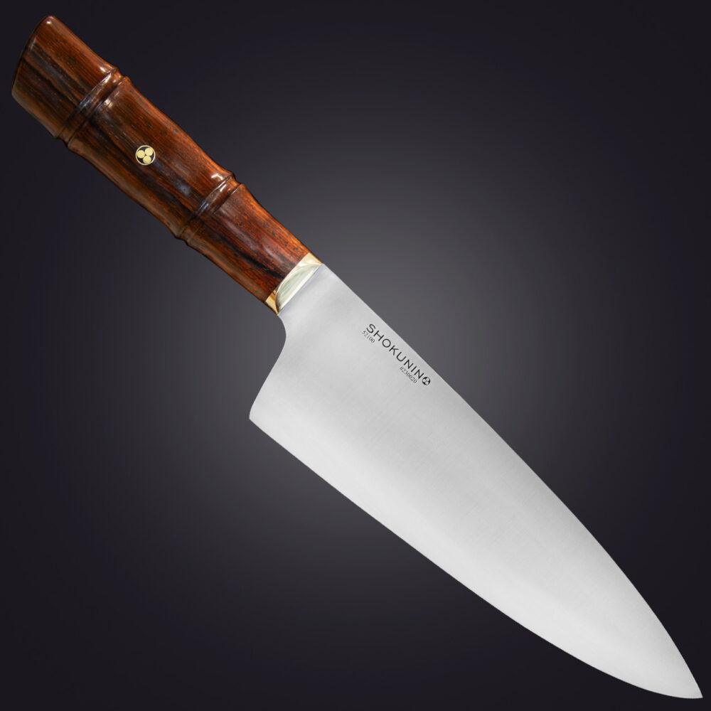 Shokunin 8" chef's knife bamboo handle - right view
