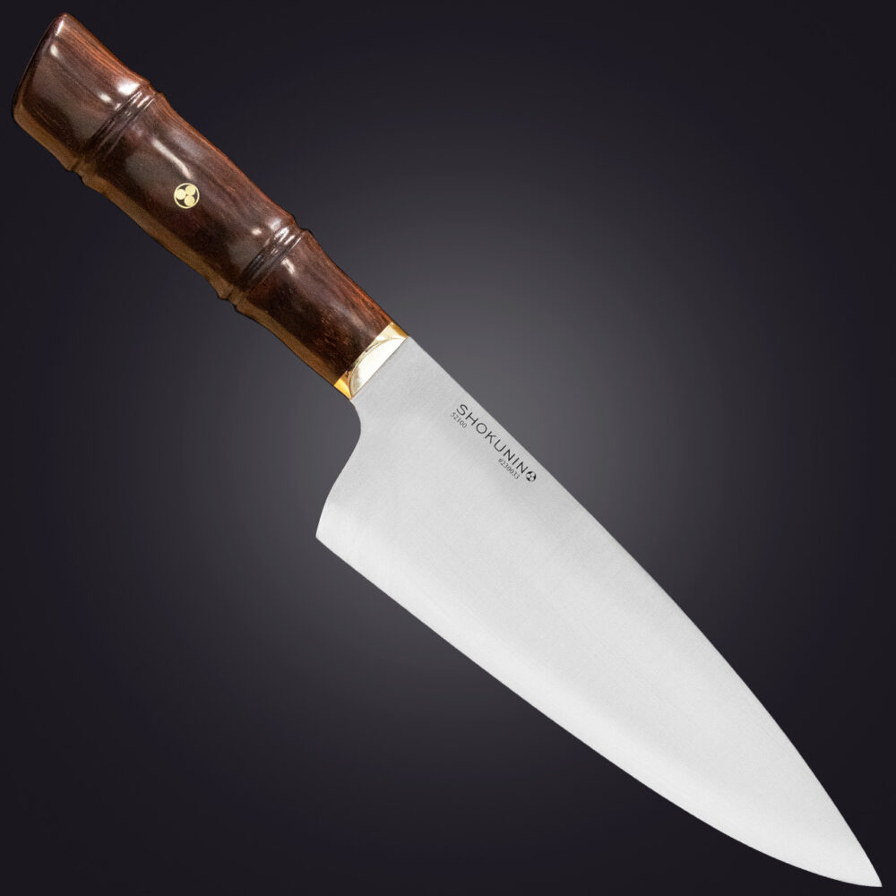 2 Shokunin 8" chef's knife bamboo handle - right view