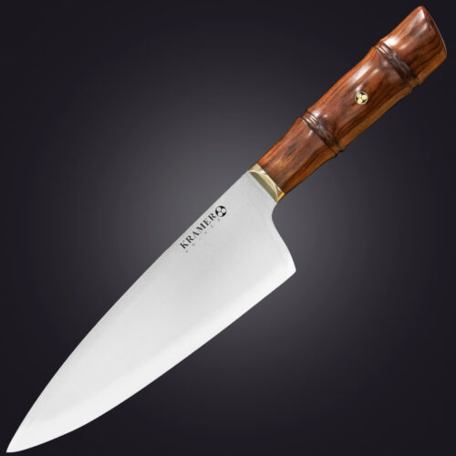 3 Shokunin 8" chef's knife bamboo handle - left view