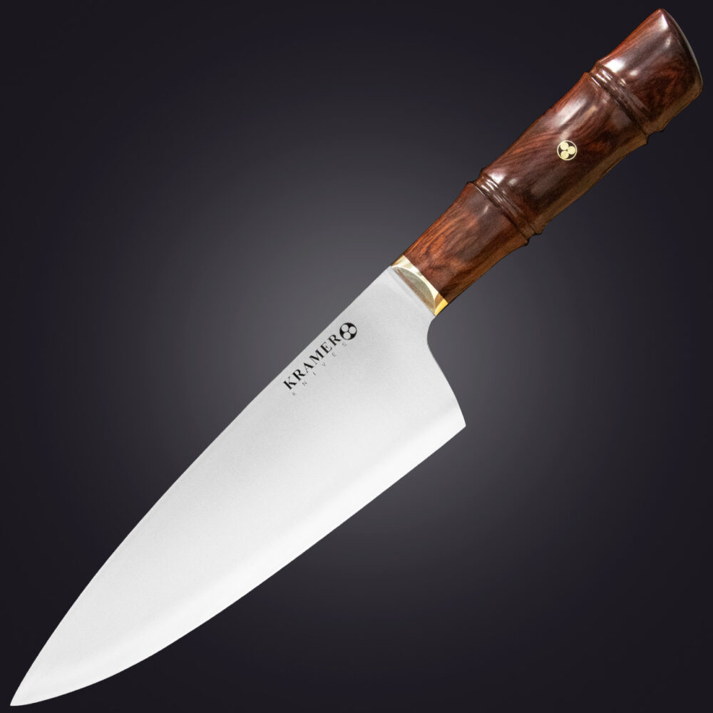4 Shokunin 8" chef's knife bamboo handle - left view