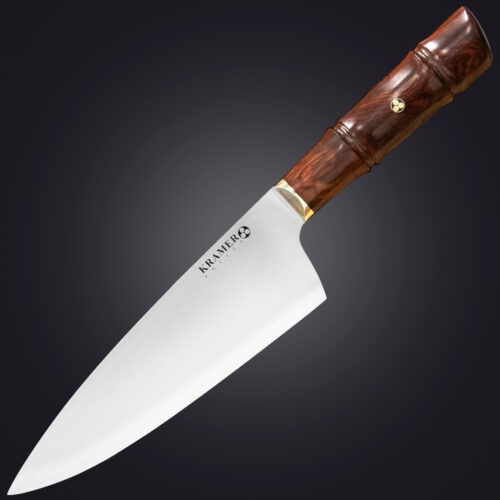 4 Shokunin 8" chef's knife bamboo handle - left view