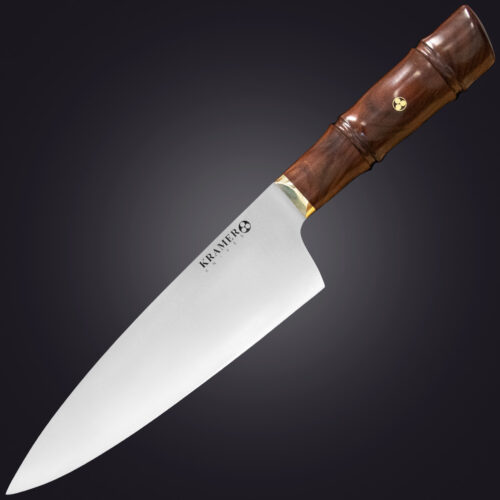 6 Shokunin 8" chef's knife bamboo handle - left view