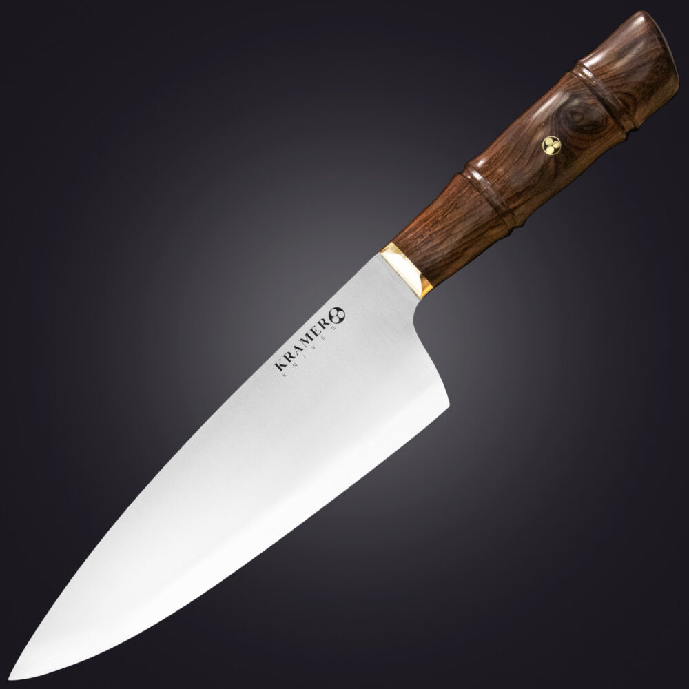 7 Shokunin 8" chef's knife bamboo handle - left view