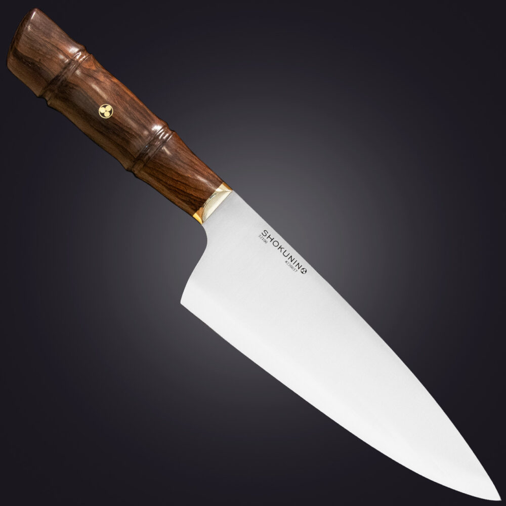 7 Shokunin 8" chef's knife bamboo handle - right view