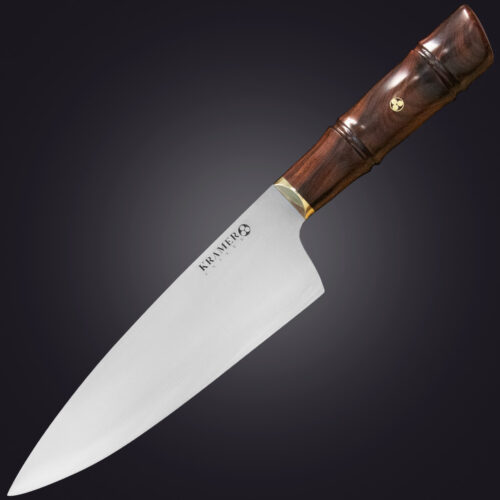 9 Shokunin 8" chef's knife bamboo handle - left view