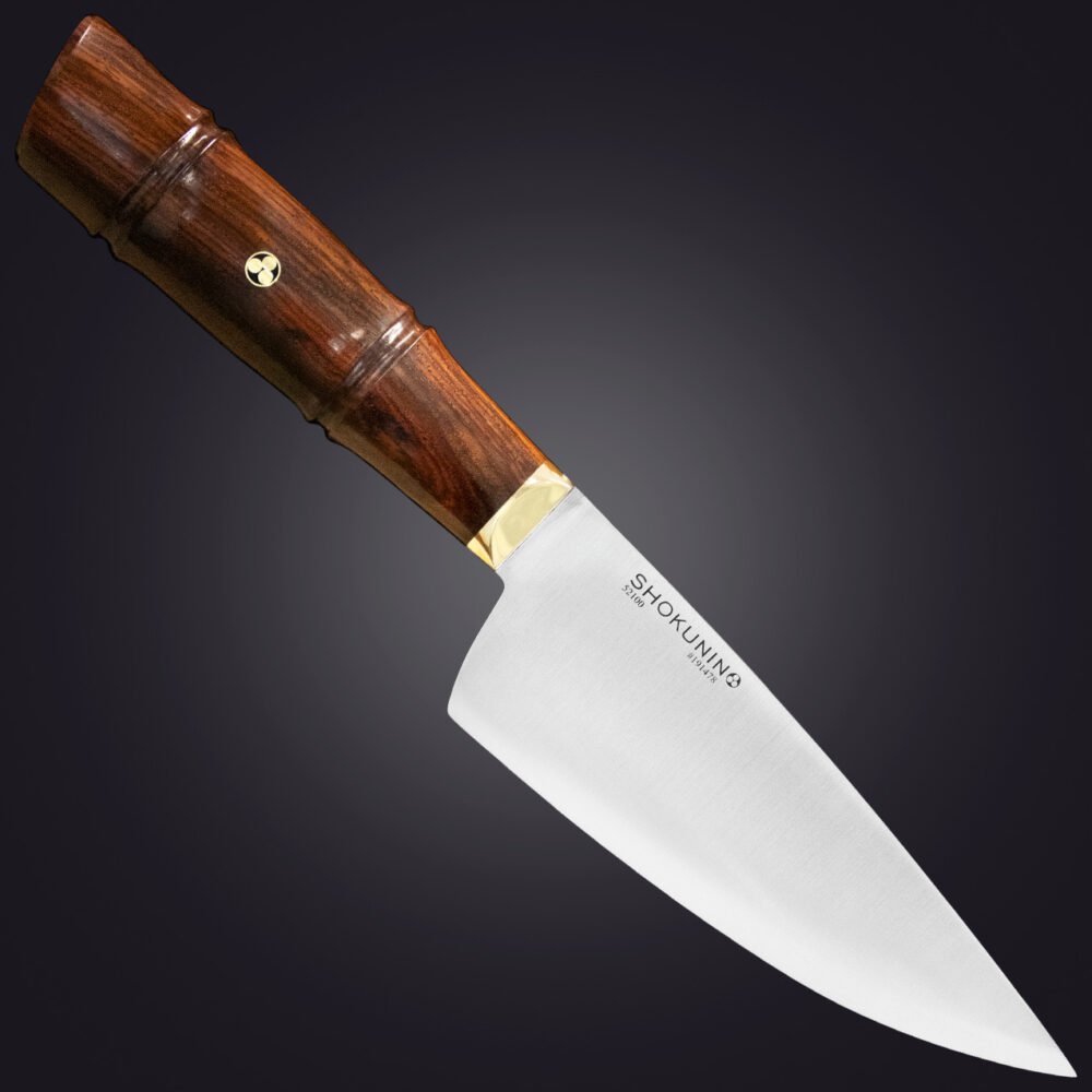 4. Shokunin 6" chef's knife bamboo handle - right view