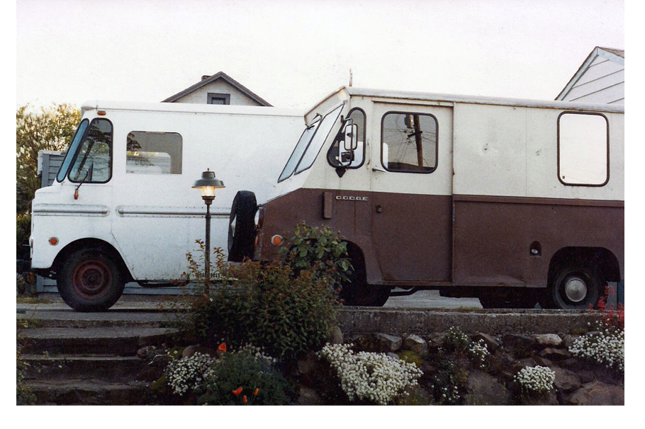 2 old sharpening trucks