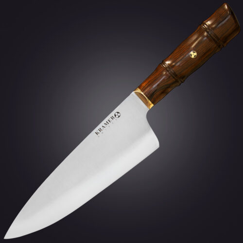 Shokunin 8" chef's knife bamboo handle - left view