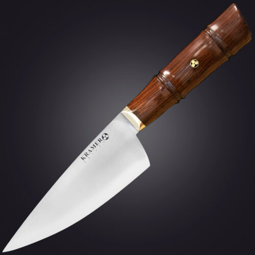 6. Shokunin 6" chef's knife bamboo handle - left view