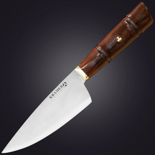 9. Shokunin 6" chef's knife bamboo handle - left view