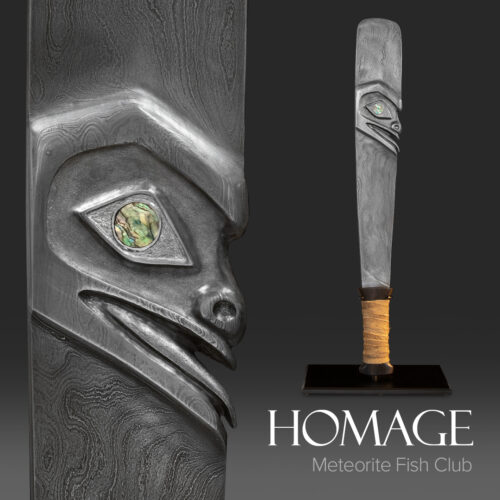 Damascus fish club with ebony handle - product view