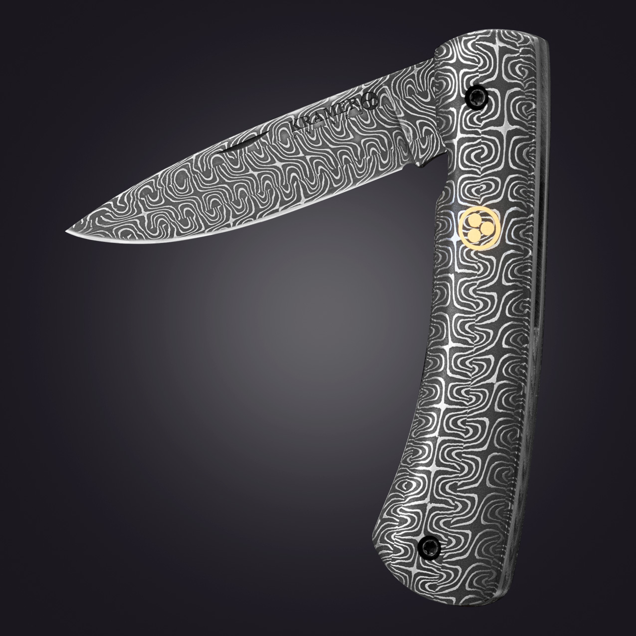 turkish twist damascus mini folder - Open View